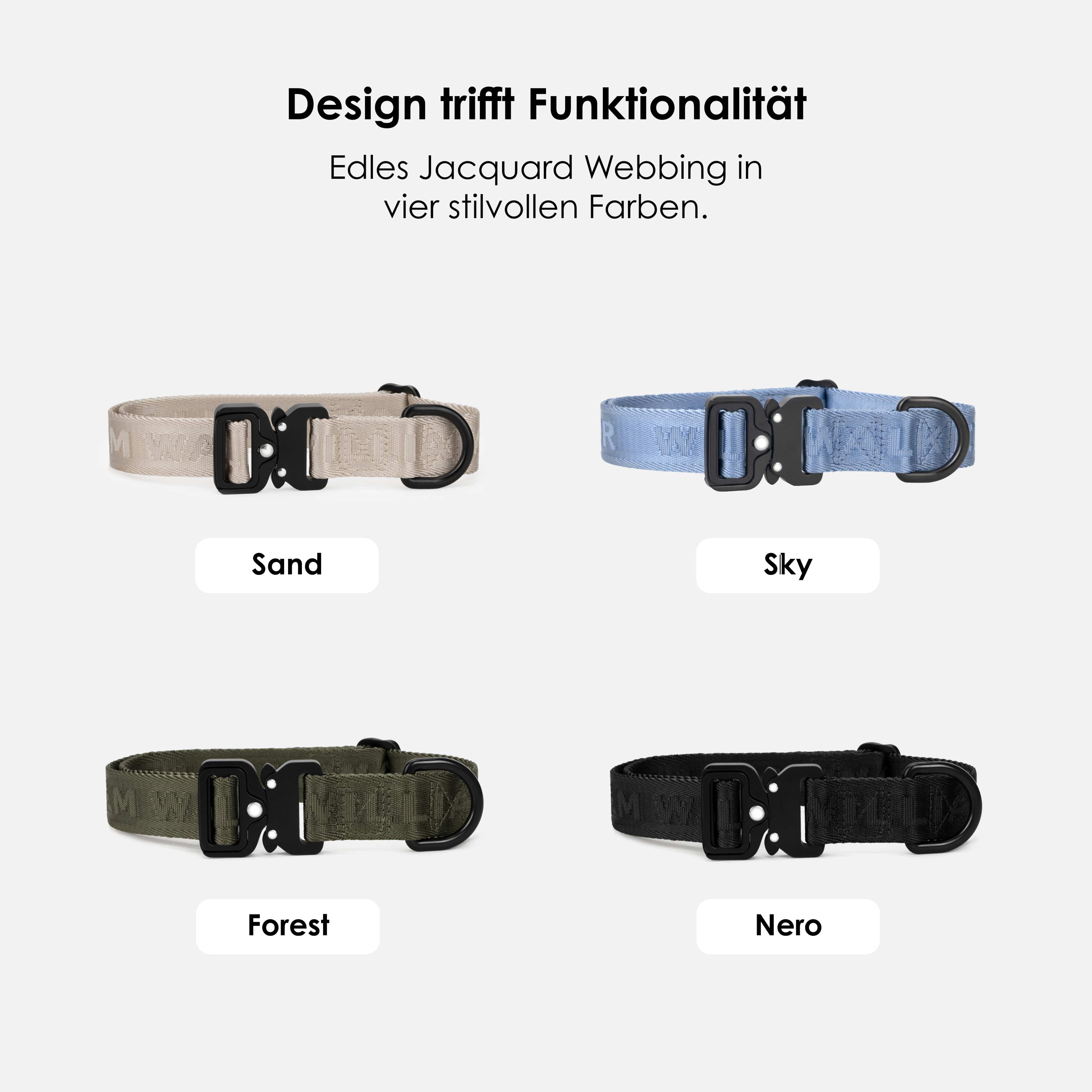 William Walker Jacquard Nylon Hundehalsband Sky (blau)