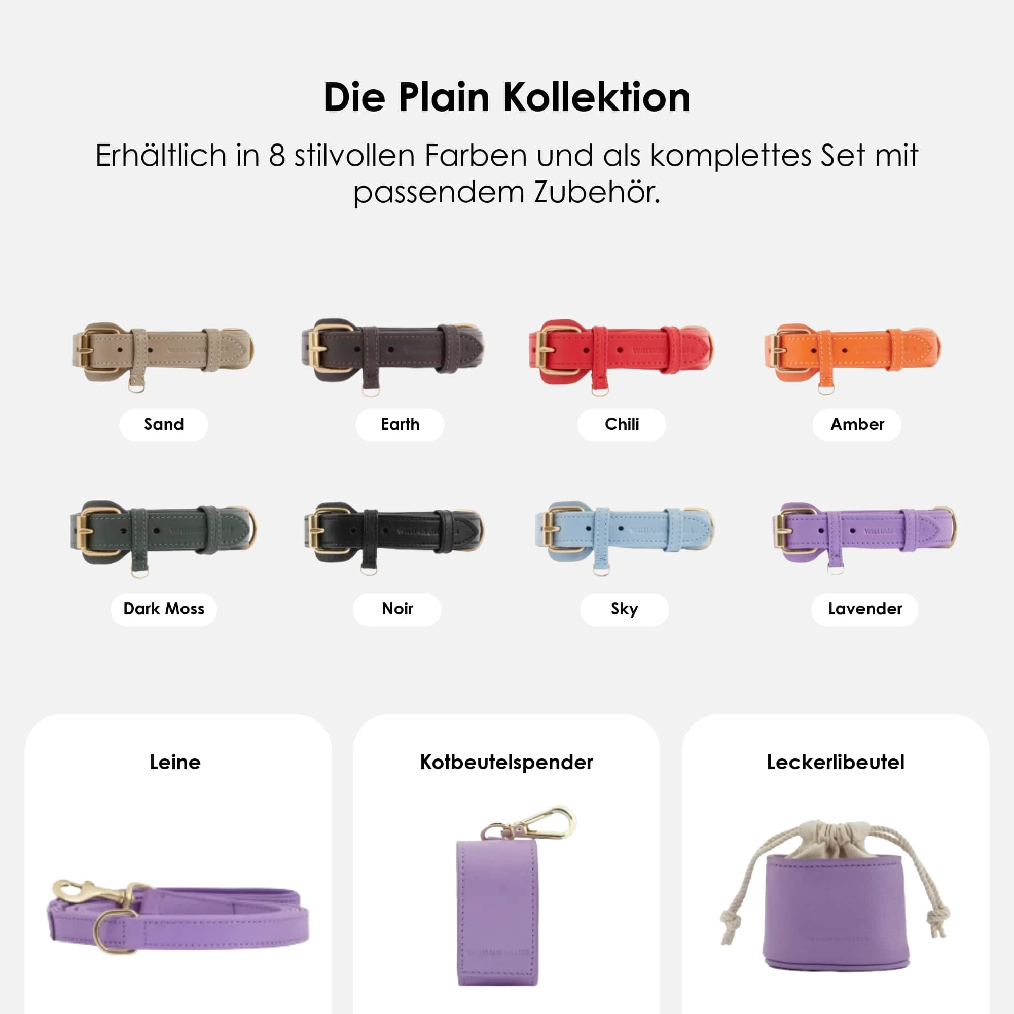 William Walker Leder Hundehalsband Lavender (Lila)