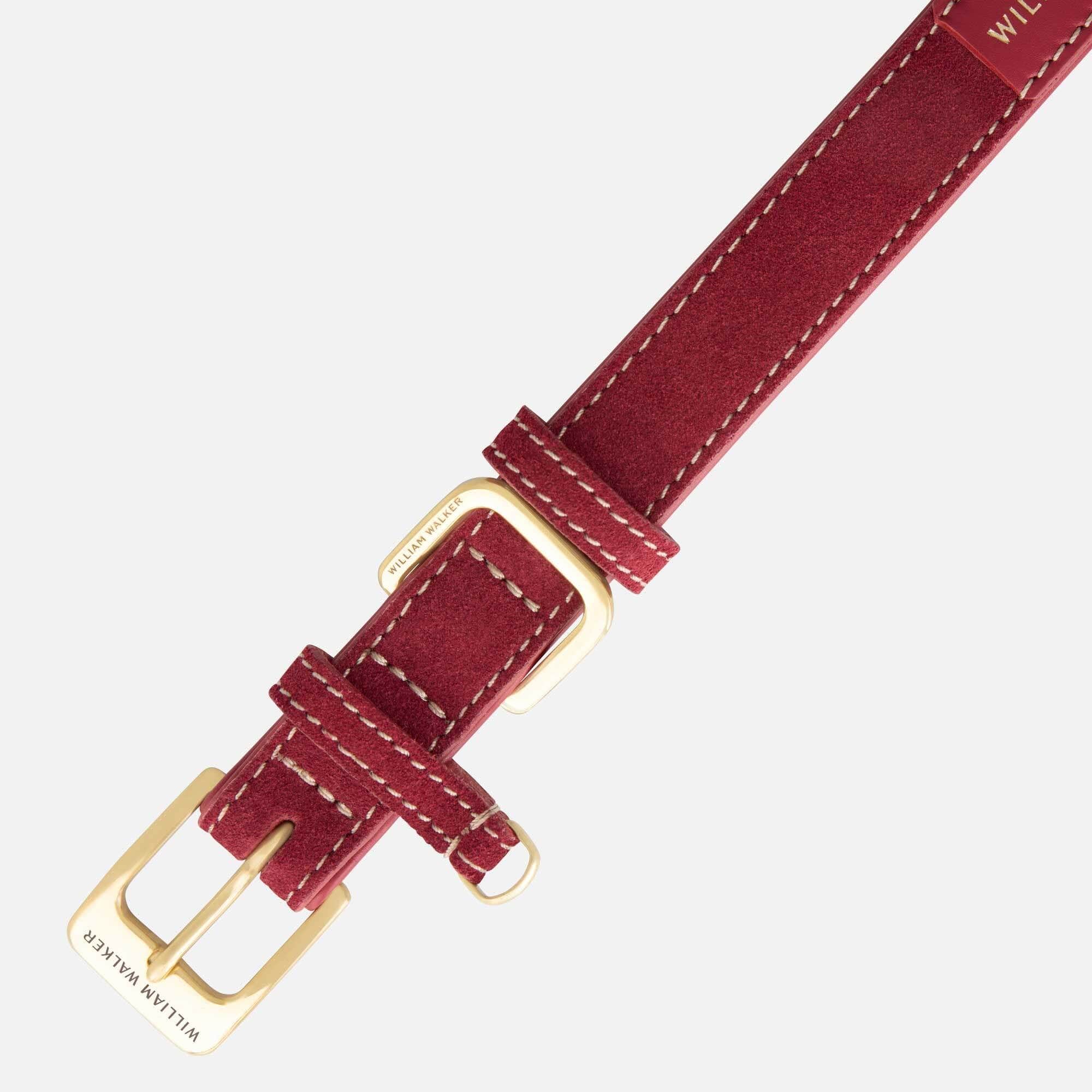 William Walker Wildleder Hundehalsband Lambrusco (Bordeauxrot)