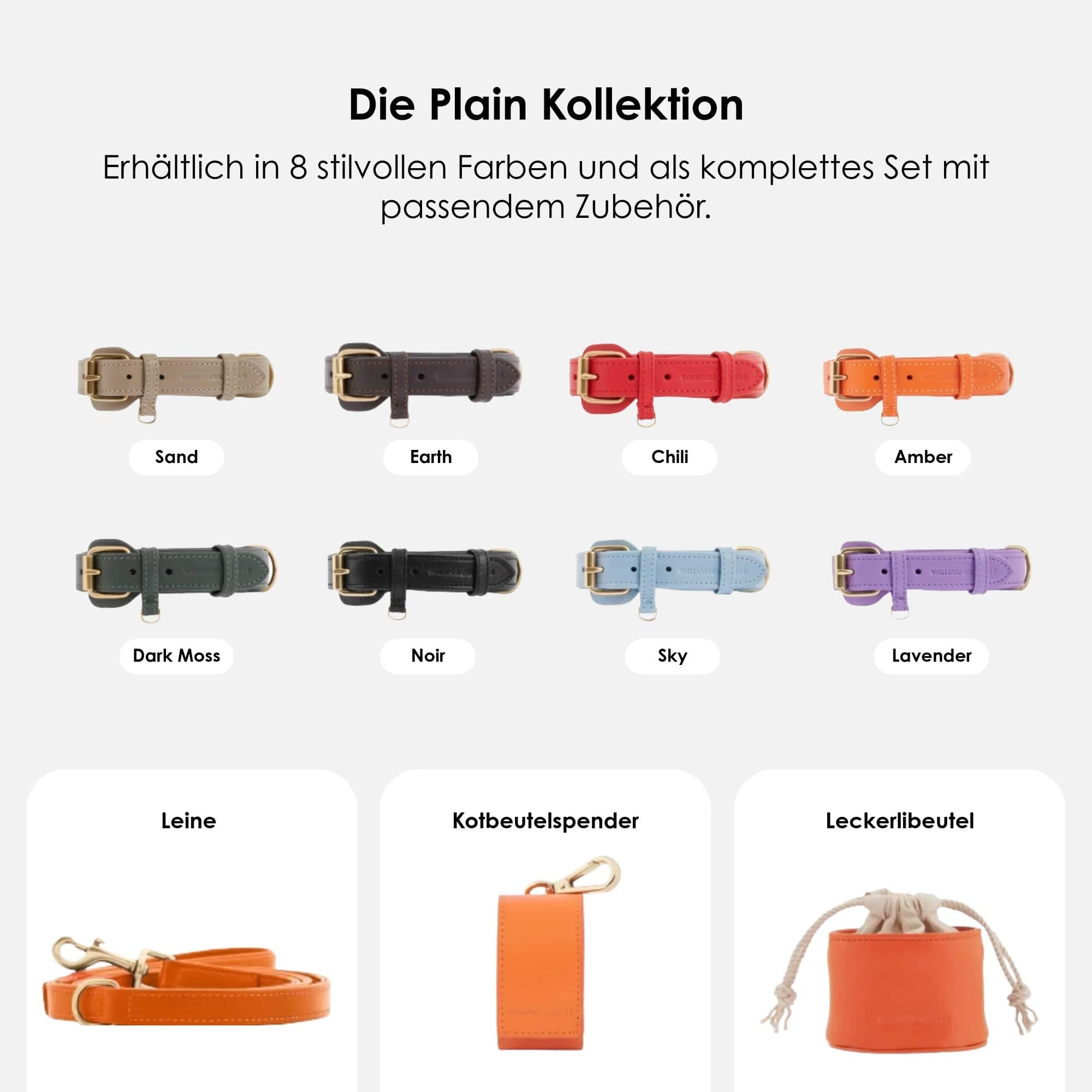 William Walker Leder Hundehalsband Amber (Orange)