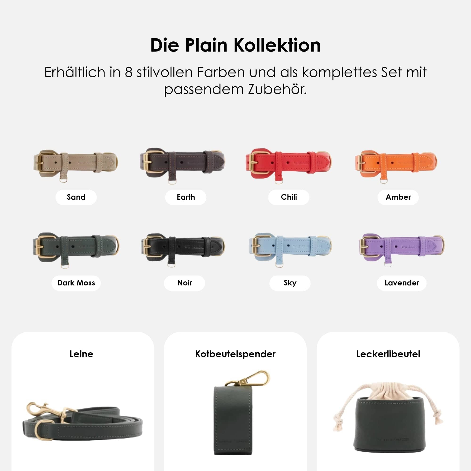 William Walker Leder Hundehalsband Dark Moss (Waldgrün)