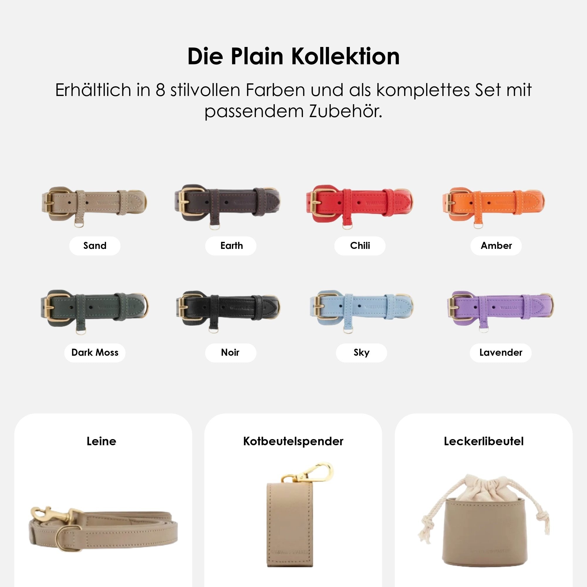 William Walker Leder Hundehalsband Sand (Beige)