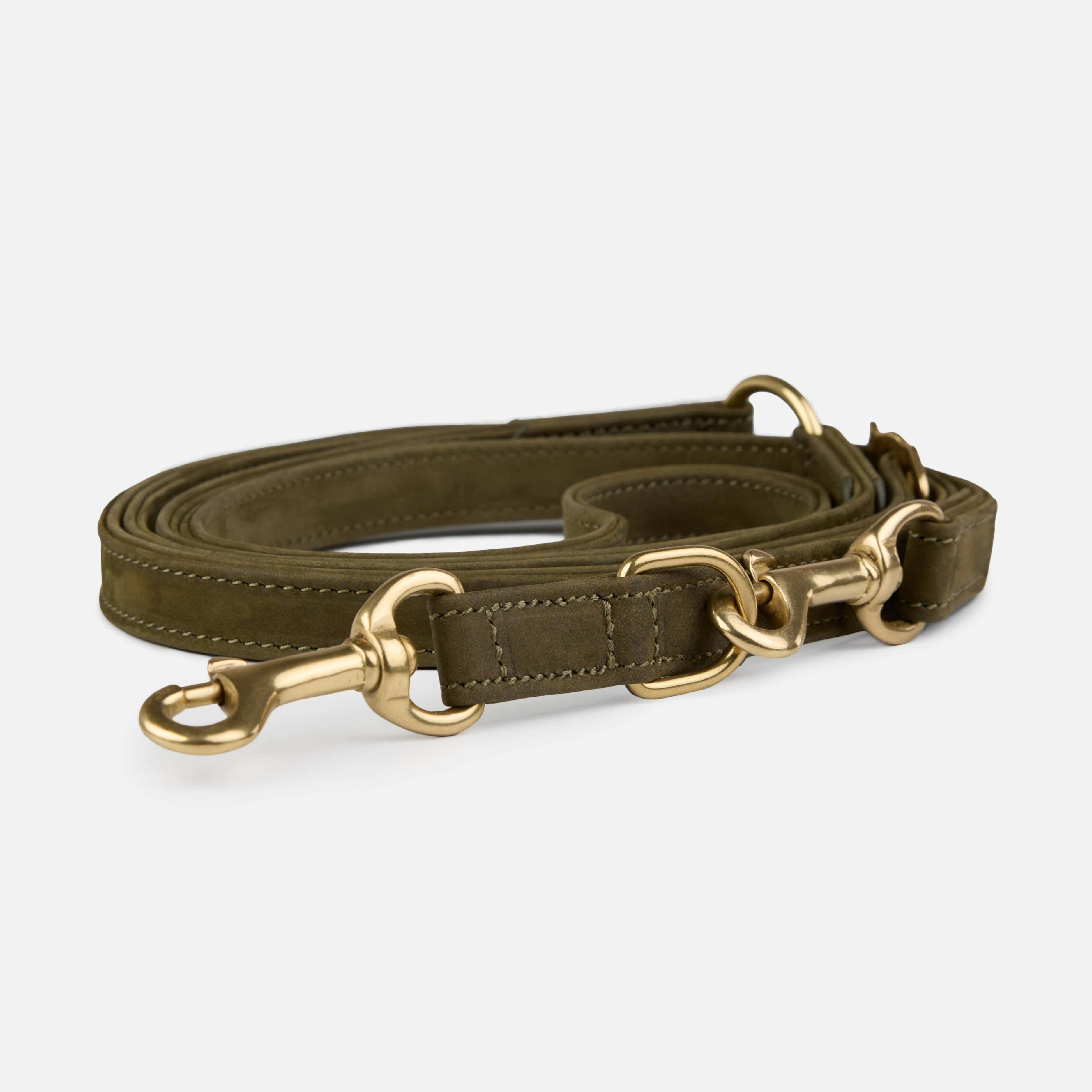 William Walker Hundeleine aus wasserfestem Nubukleder stufenlos verstellbar Handsfree Pistachio (Grün) / Standard (S-XXL)