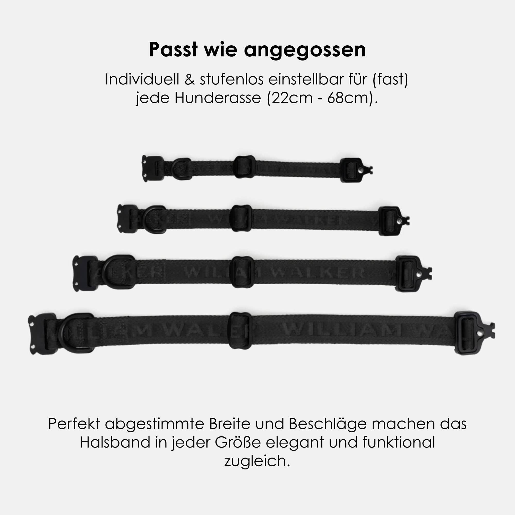 William Walker Jacquard Nylon Hundehalsband Nero (schwarz)