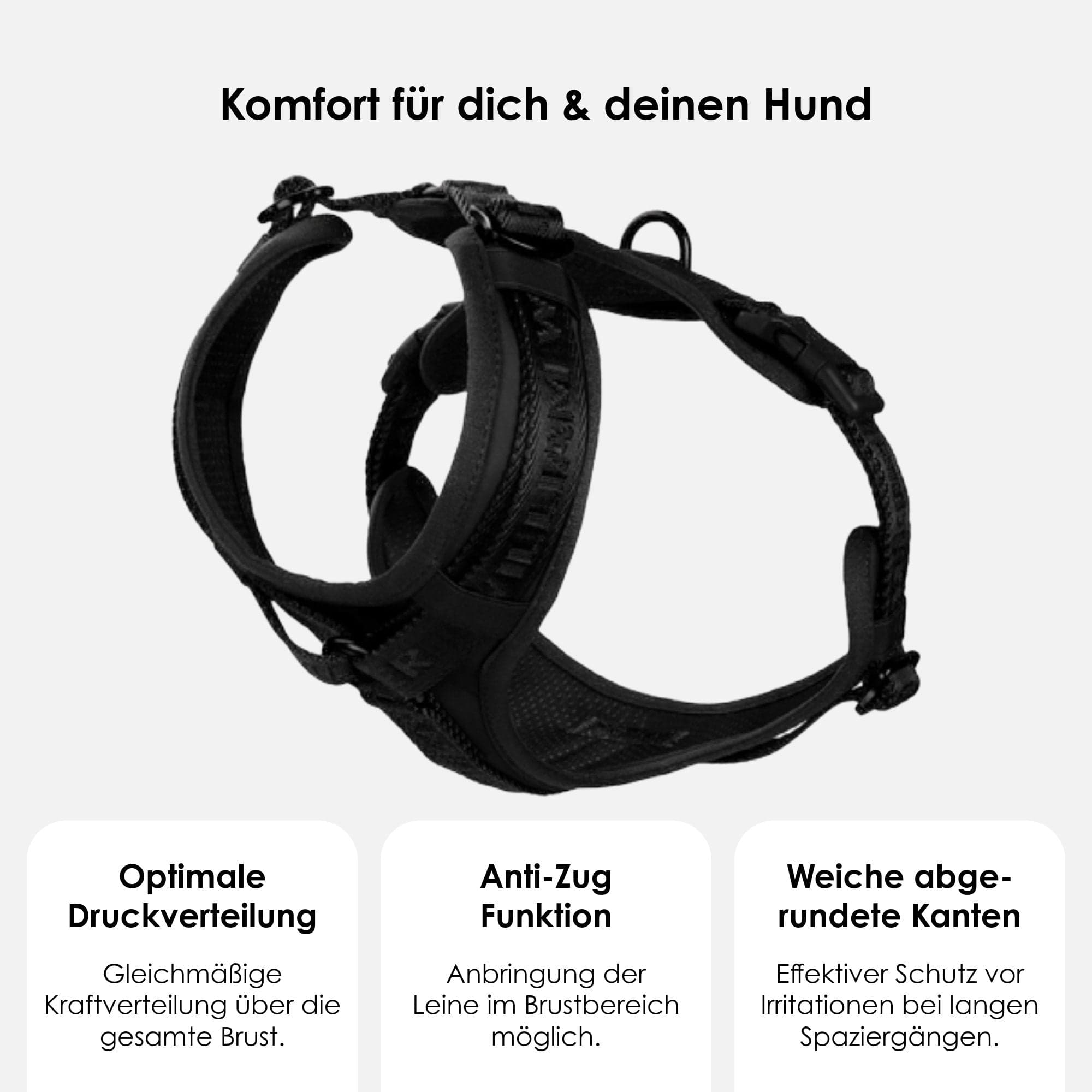 William Walker Hochwertiges Y-Hundegeschirr Nero (schwarz)