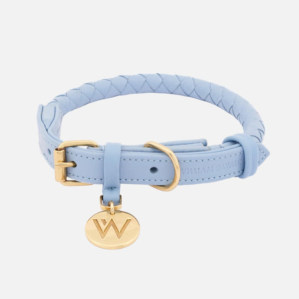 Leather Dog Collar Twisted Sky (Baby Blue)