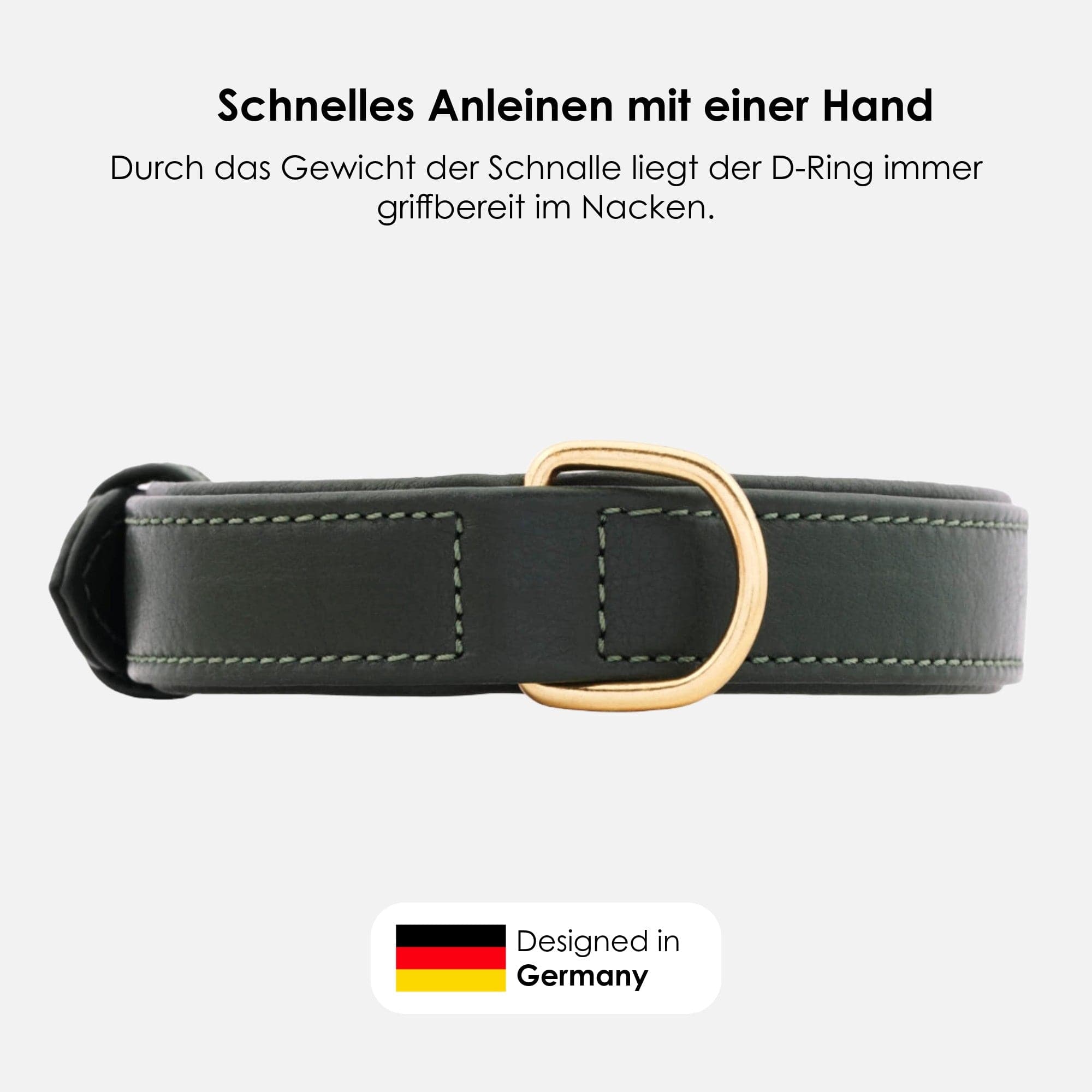 William Walker Leder Hundehalsband Dark Moss (Waldgrün)